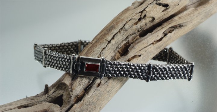 Sterling silver woven garnet bracelet